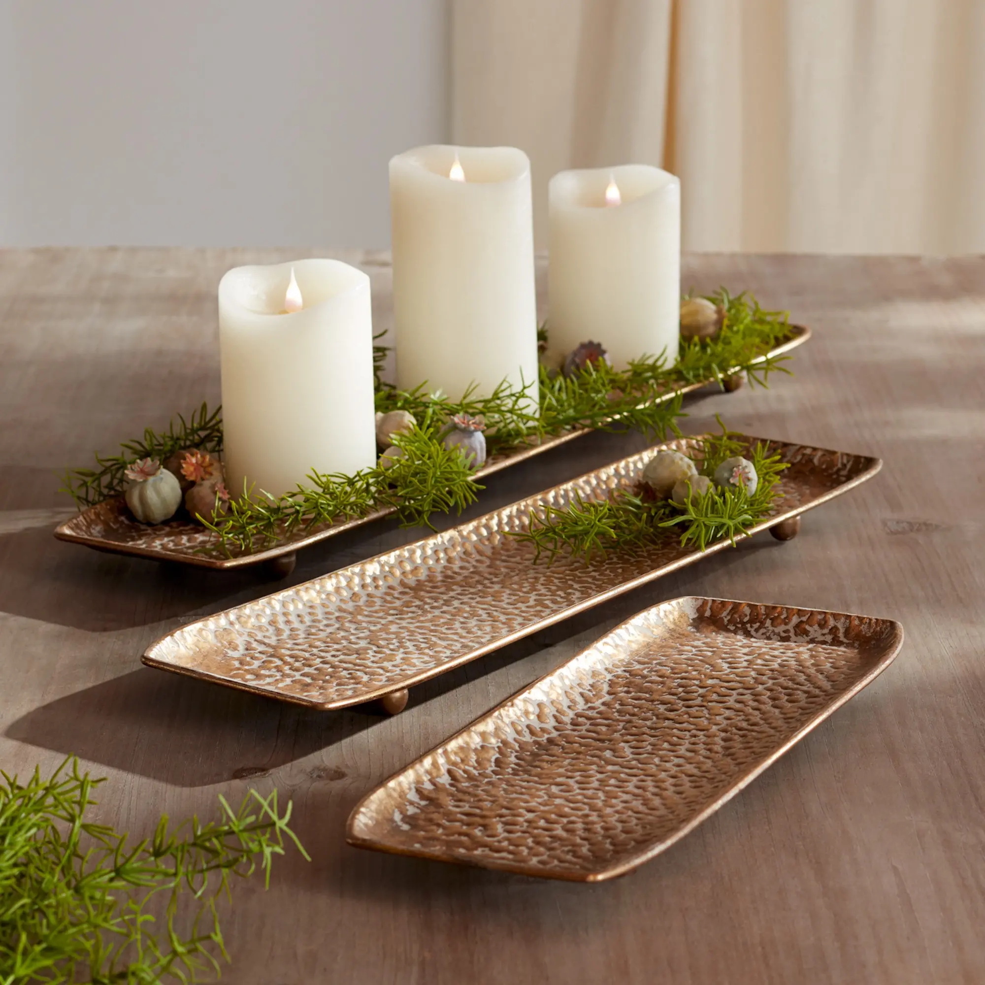 Medium Hammered Gold Metal Tray-2
