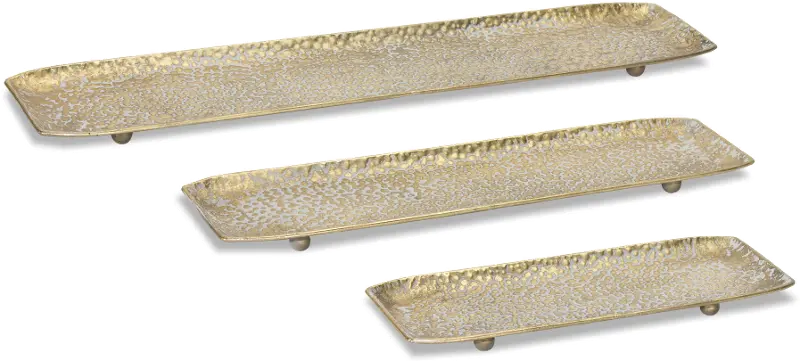 Large Hammered Gold Metal Tray