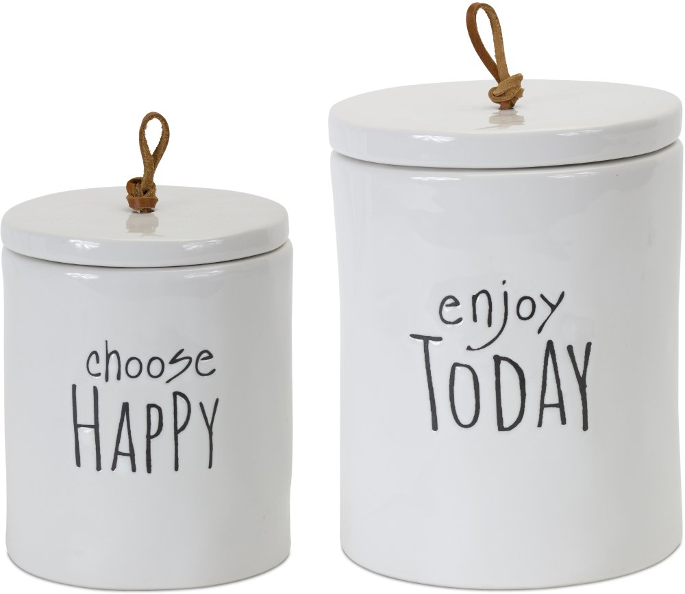 Small White Stoneware Canister