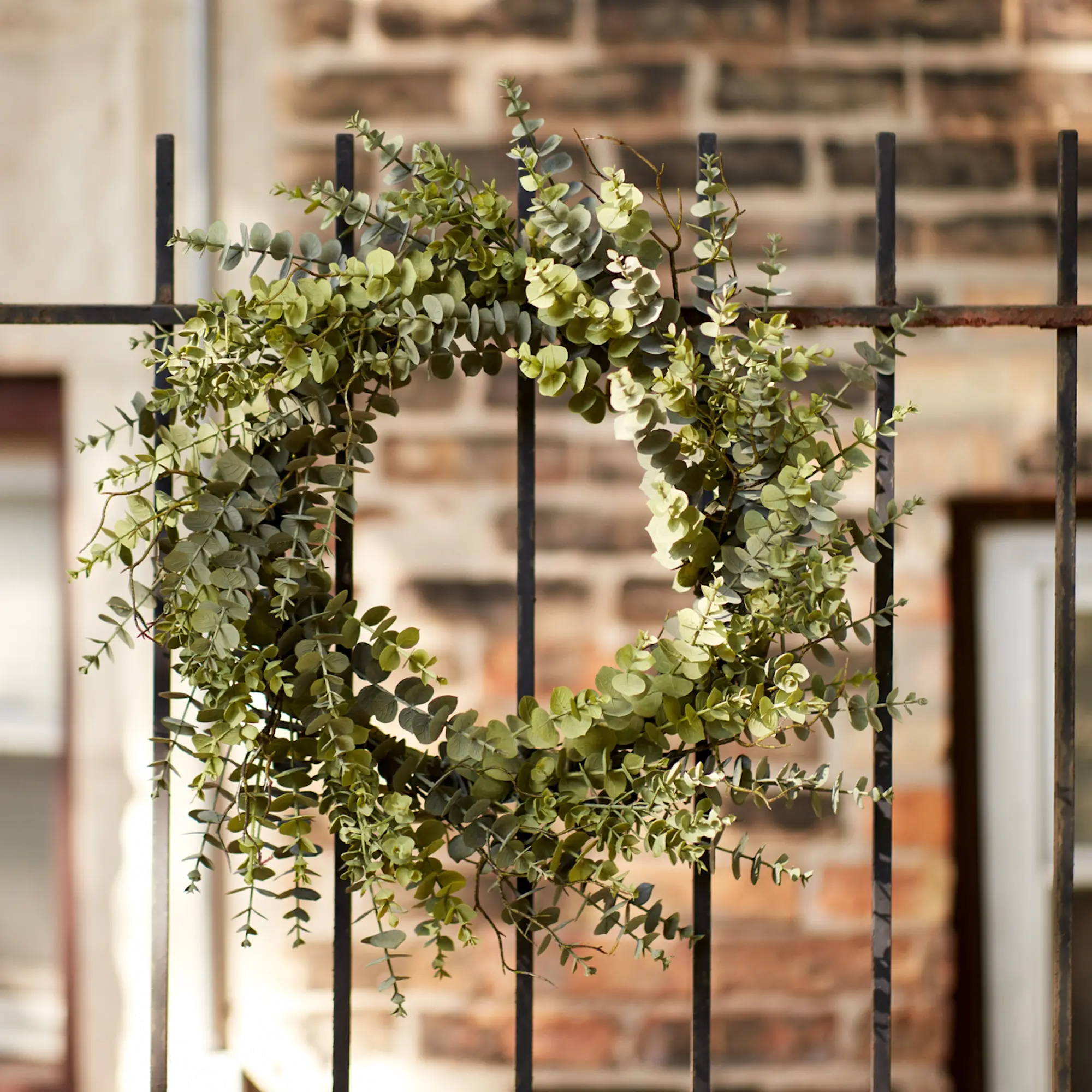 29 Inch Plastic Green Eucalyptus Wreath-2
