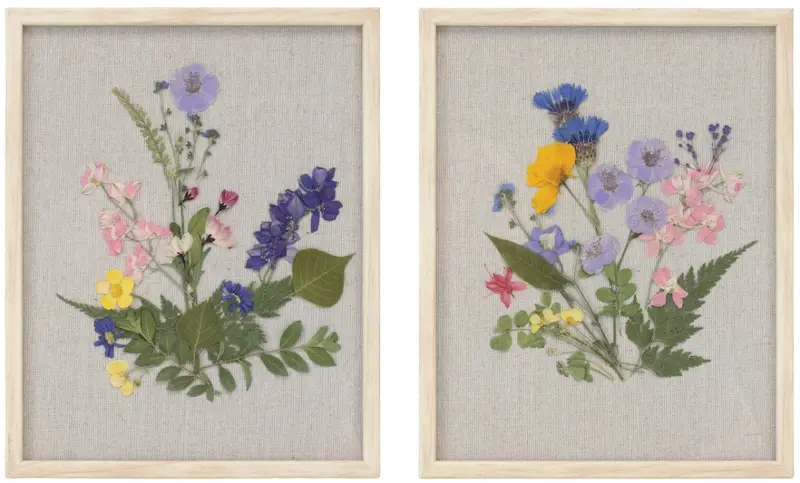 Assorted Framed Glass Floral Wall Art