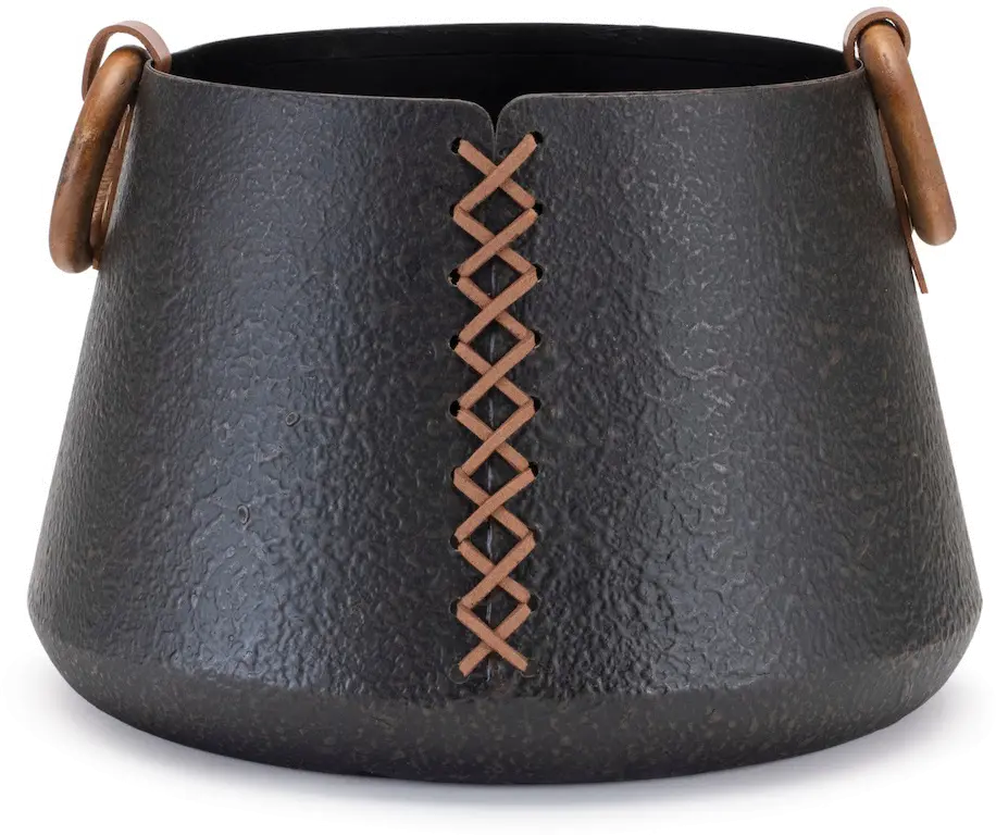 8  Black Iron Round Container-1