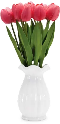 15.75 Inch Red Tulips in Vase