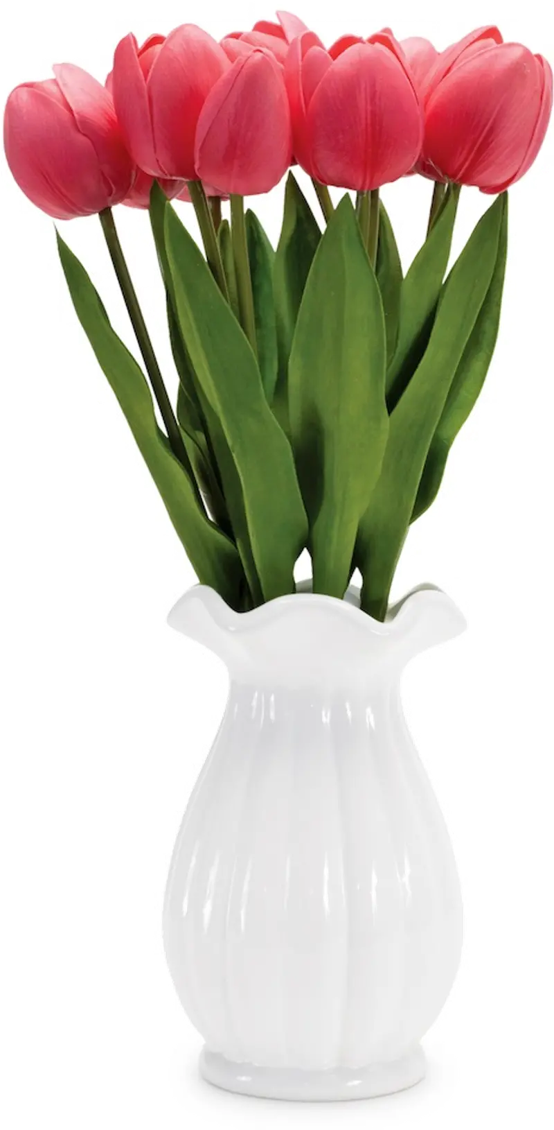 15.75 Inch Red Tulips in Vase
