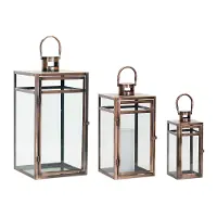 Small 11.75 Inch Glass and Metal Lantern