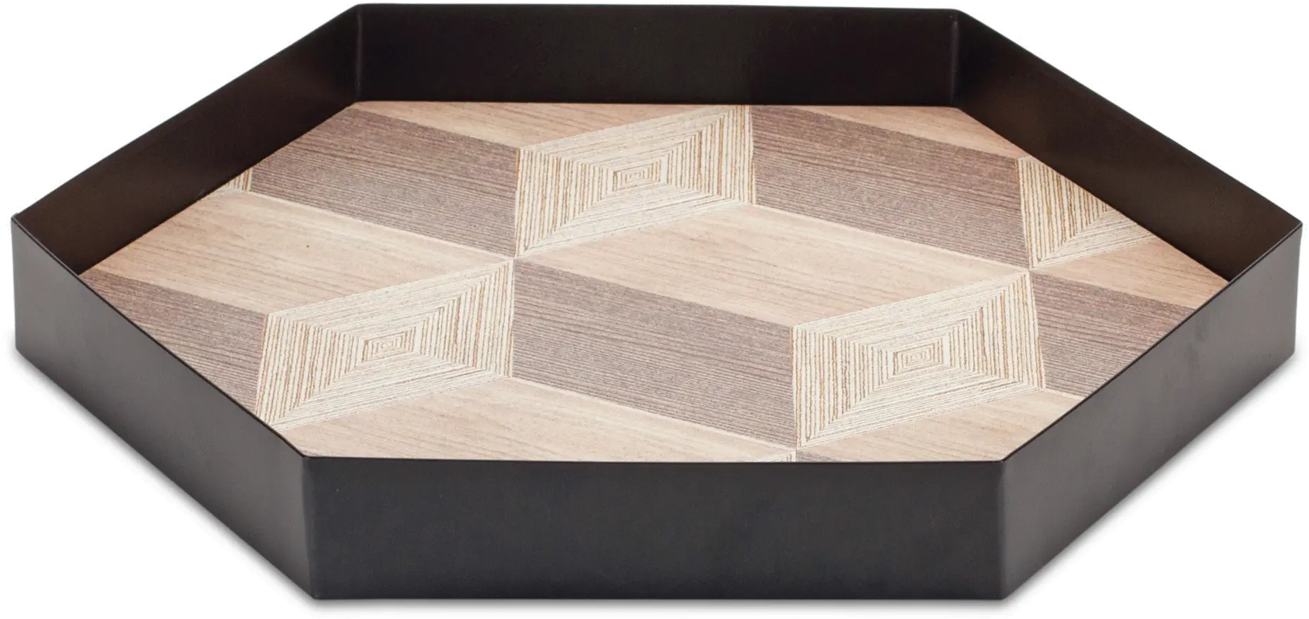 Large Black and Brown Geometric Accent Tray-1