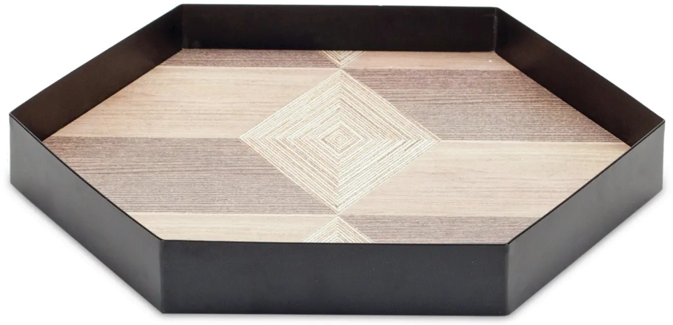 Small Black and Brown Geometric Accent Tray-1