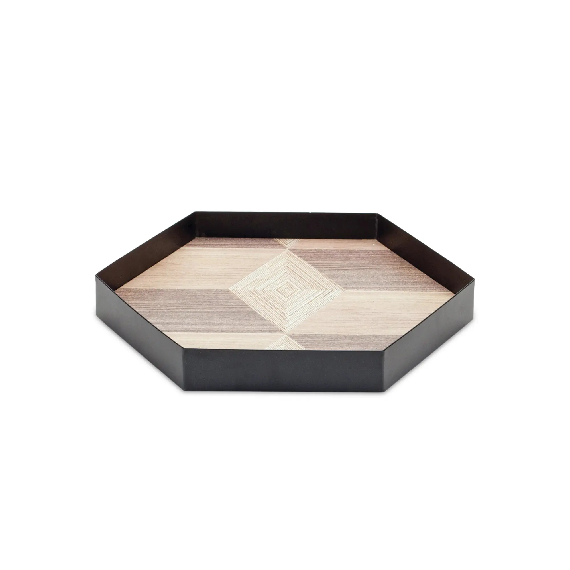Small Black and Brown Geometric Accent Tray-1