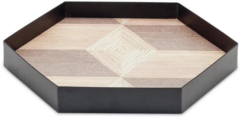 Small Black and Brown Geometric Accent Tray