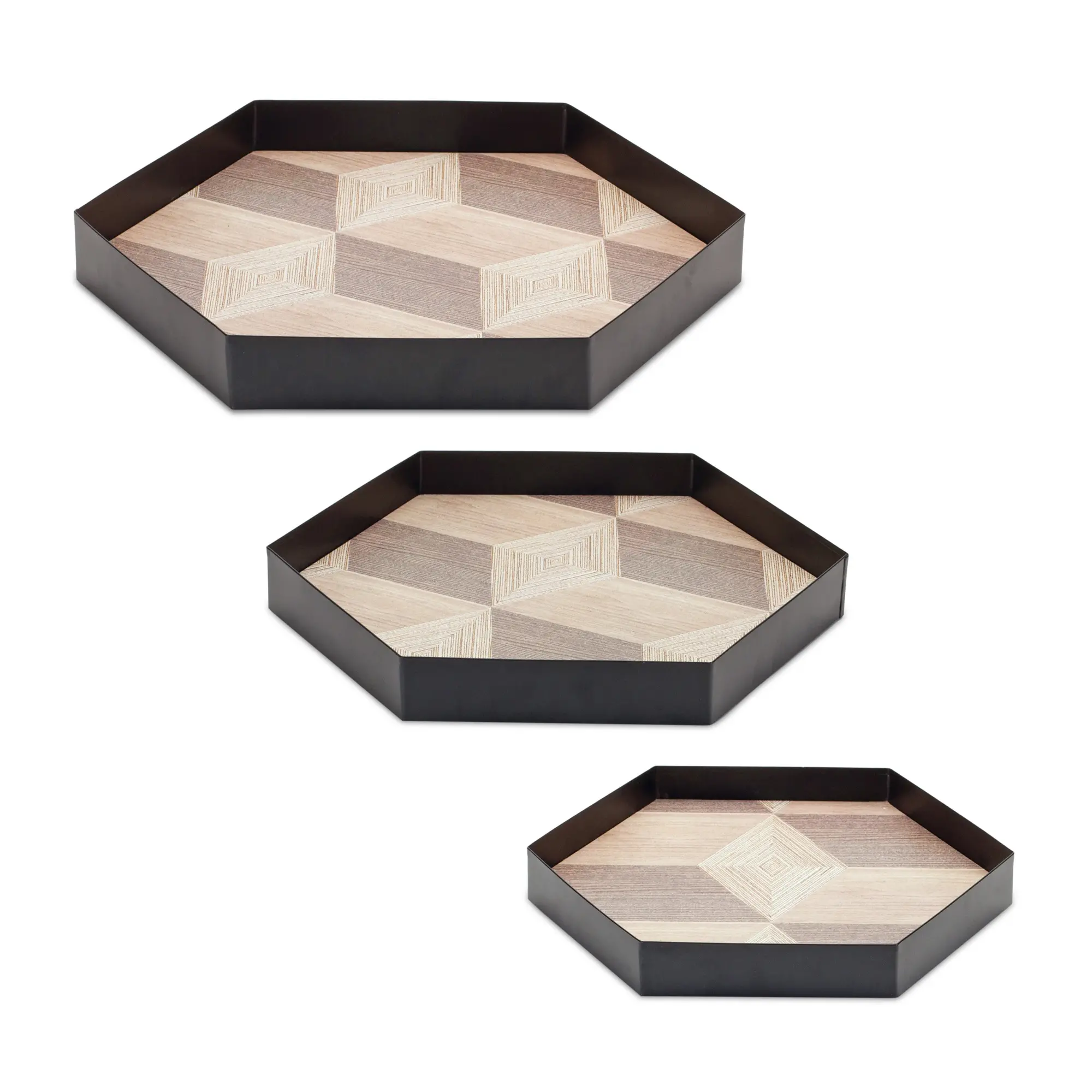 Small Black and Brown Geometric Accent Tray-2