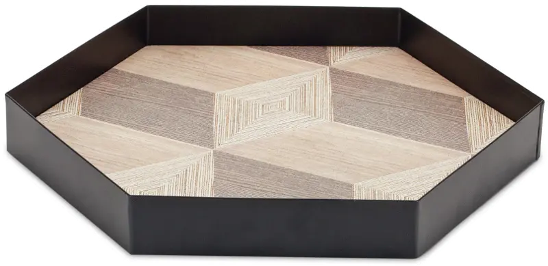 Medium Black and Brown Geometric Accent Tray
