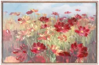 Framed Red Floral Wall Art Print on Canvas