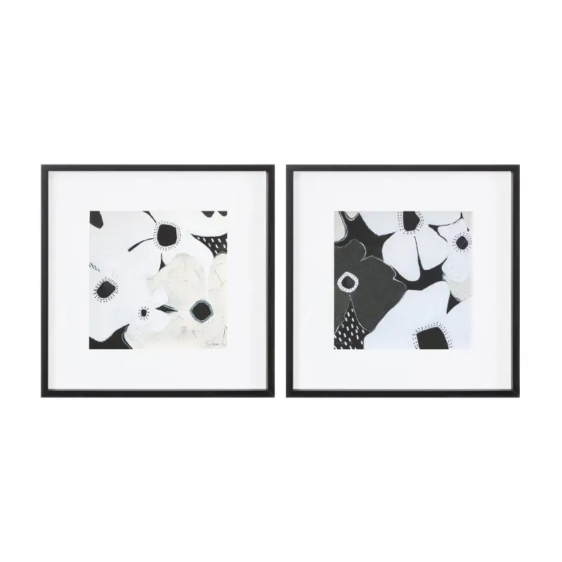 Assorted Glass Floral Glass Framed Print