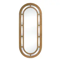Light Brown Wood and Glass Wall Mirror