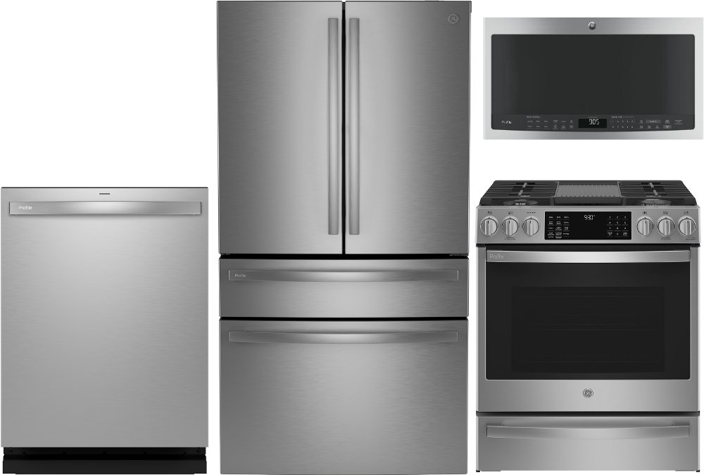 GE Profile 4-Piece Gas Appliance Package - Stainless Steel