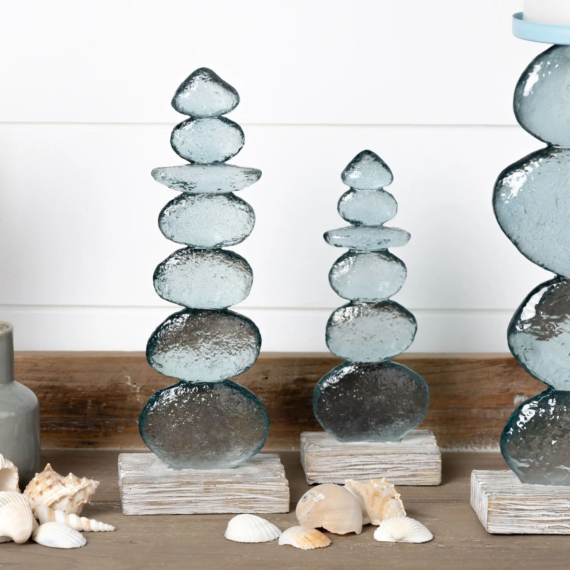 Large 10.25 Inch Blue Glass Rock Sculpture-2