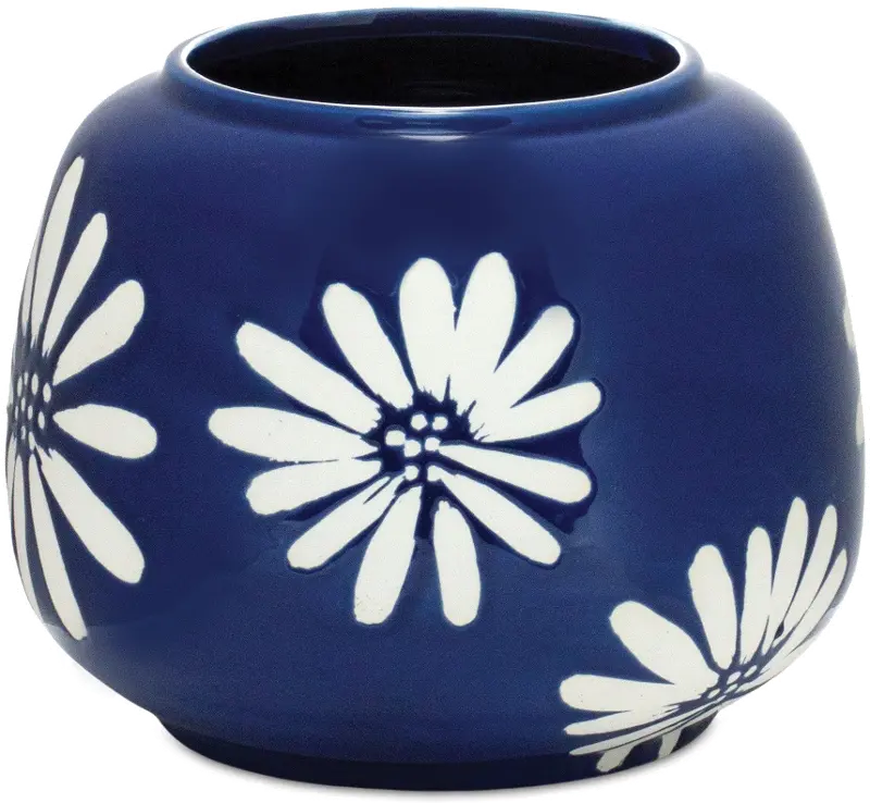 5.5-Inch Blue and White Flower Ceramic Pot