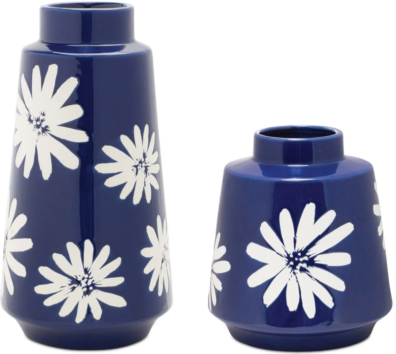Small 7.75-Inch Blue and White Flower Ceramic Vase-2