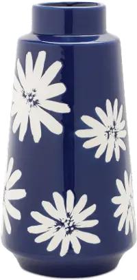 Large 11.75-Inch Blue and White Flower Ceramic Vase