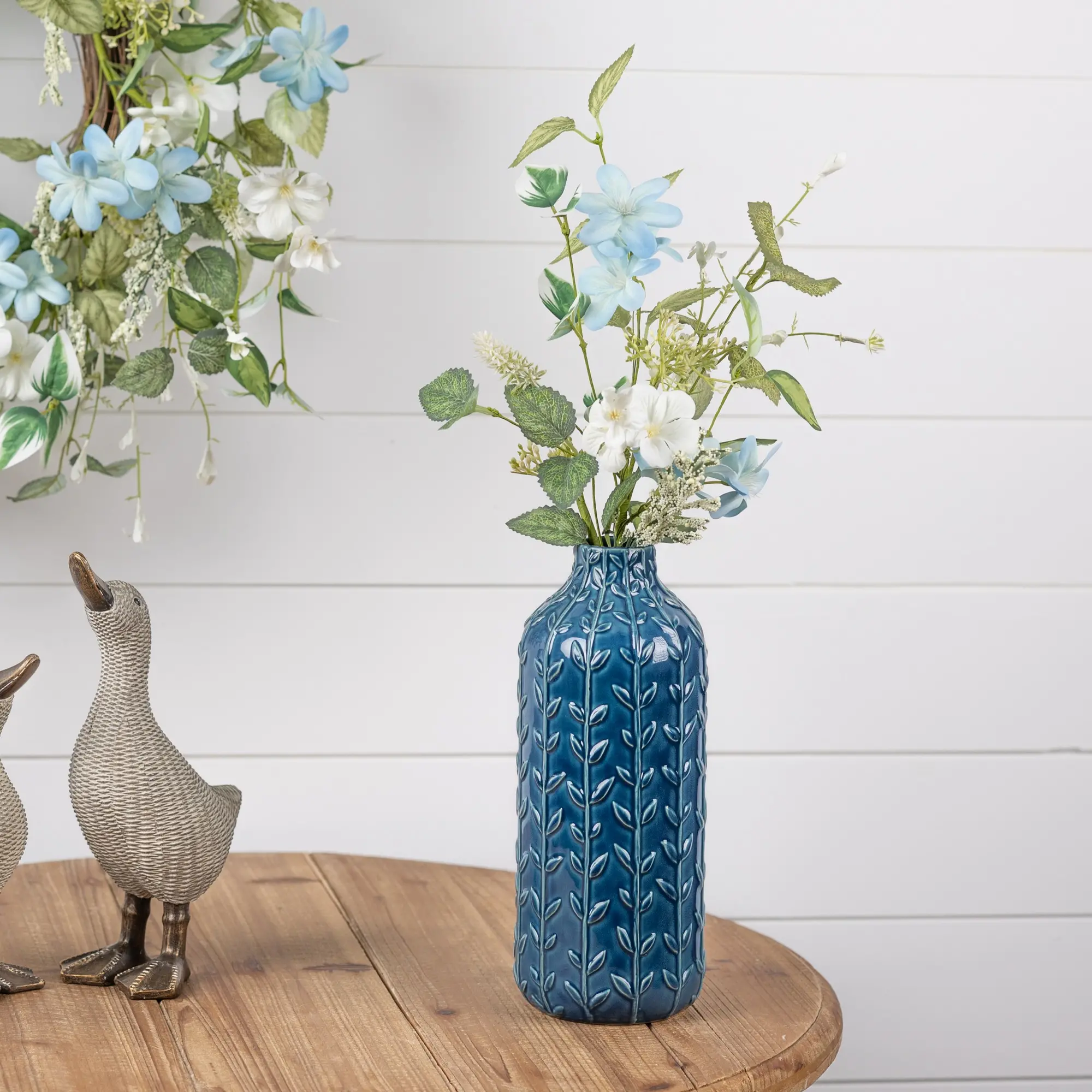 11.25-Inch Blue Ceramic Vase-2