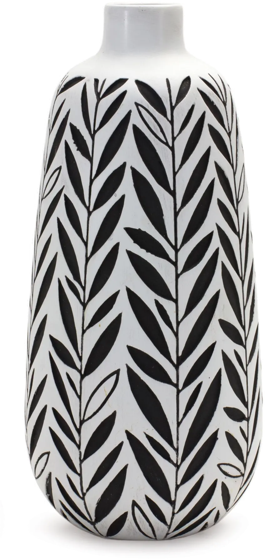 Small Black and White Leafy Vase-1