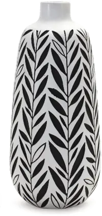 Small Black and White Leafy Vase