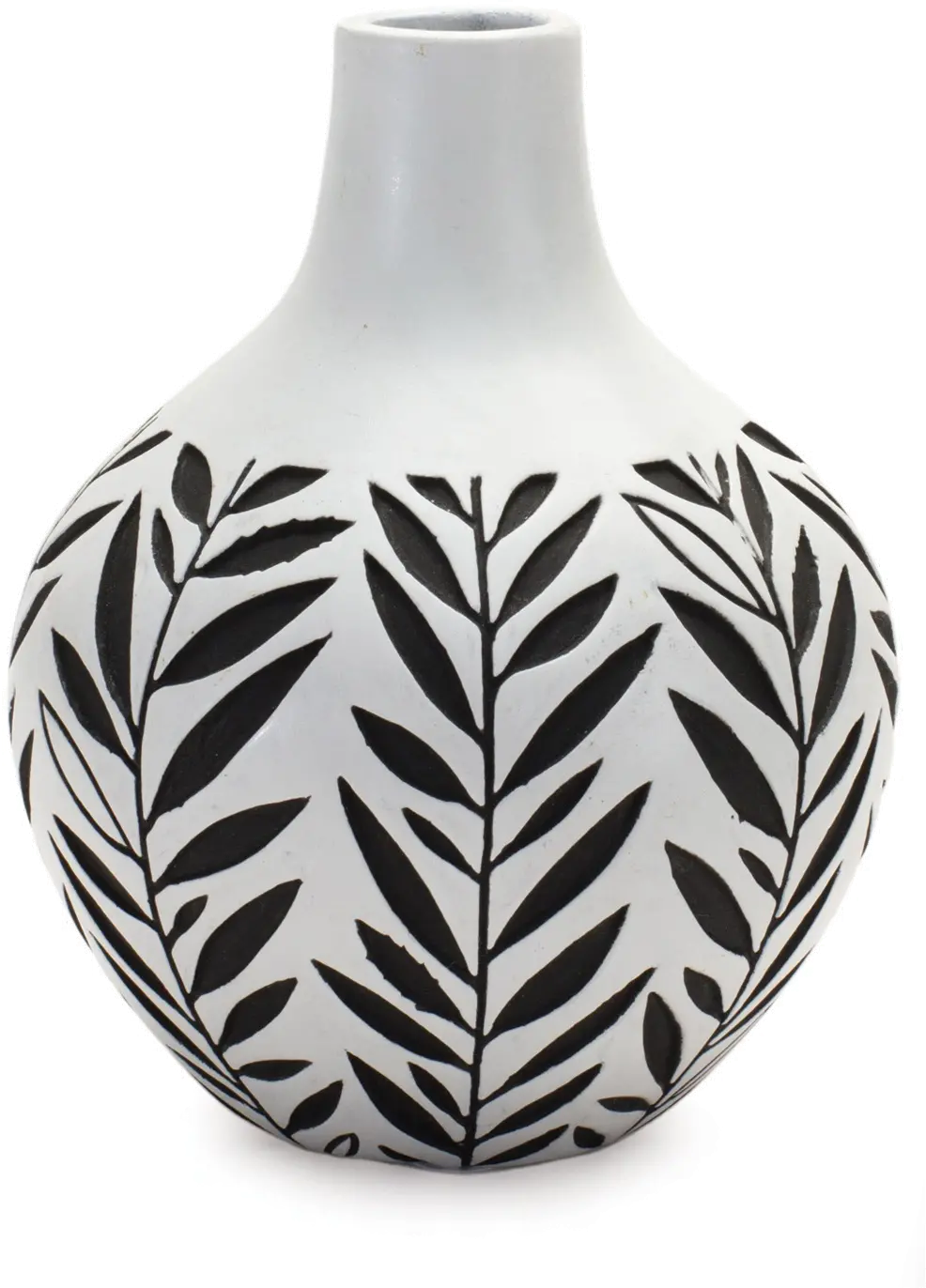 Medium Black and White Leafy Vase-1