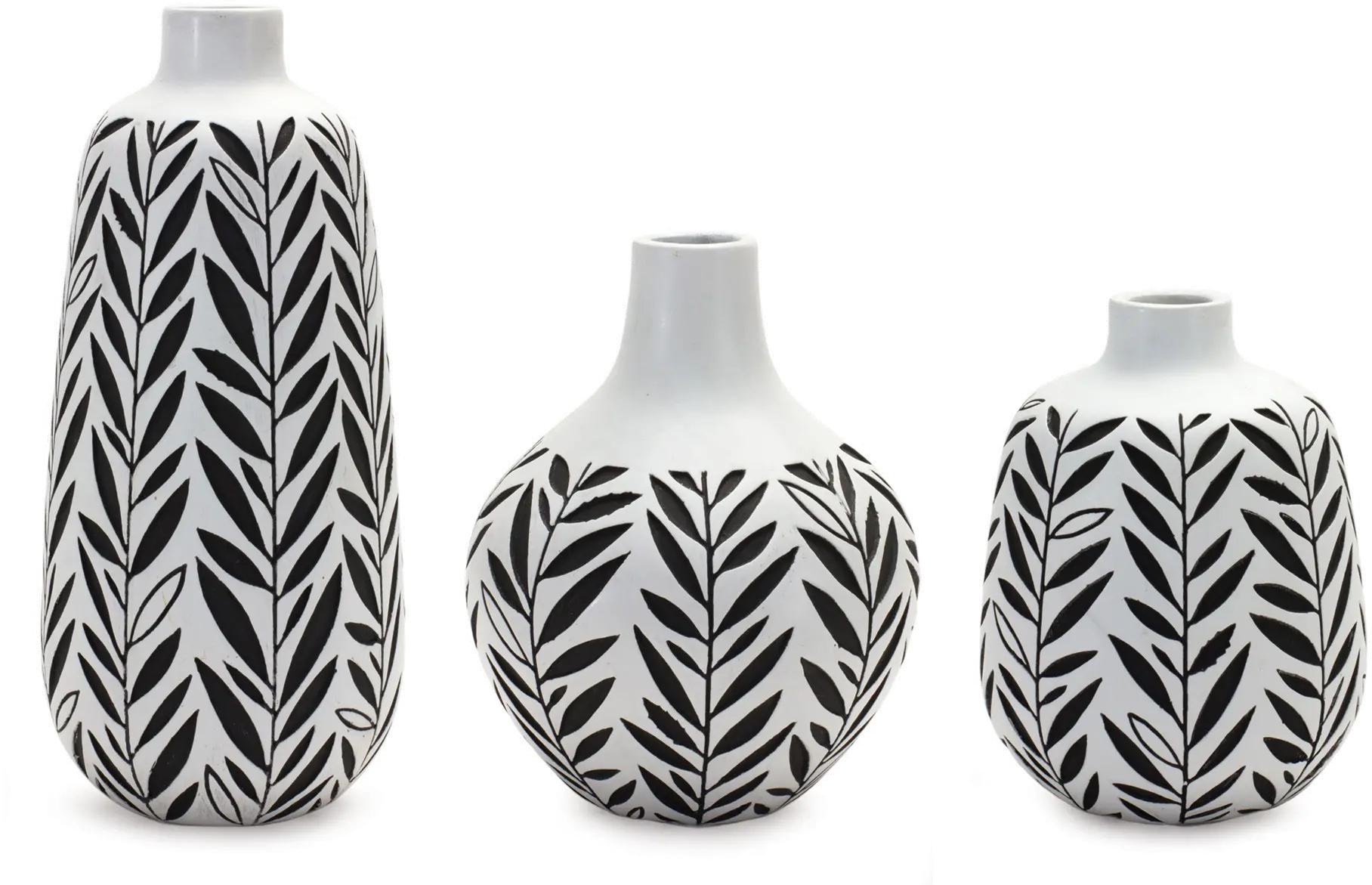 Large Black and White Leafy Vase-2