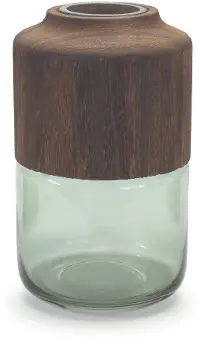 11  Glass and Wood Vase