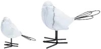 Small White and Black Terra Cotta and Wire Bird
