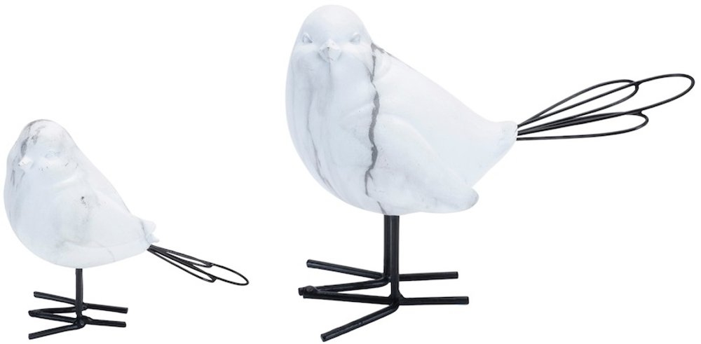 Large White and Black Terra Cotta and Wire Bird