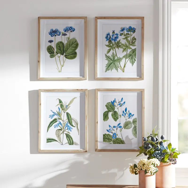 Assorted Framed Blue Floral Print