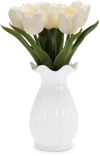 10.5 Inch White Tulips in Vase