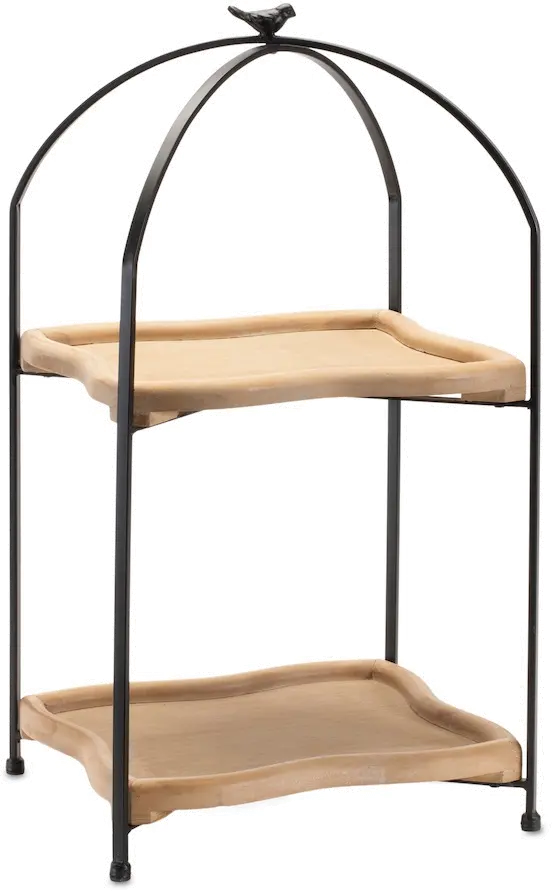 Iron and Wood 2-Tier Tray-1