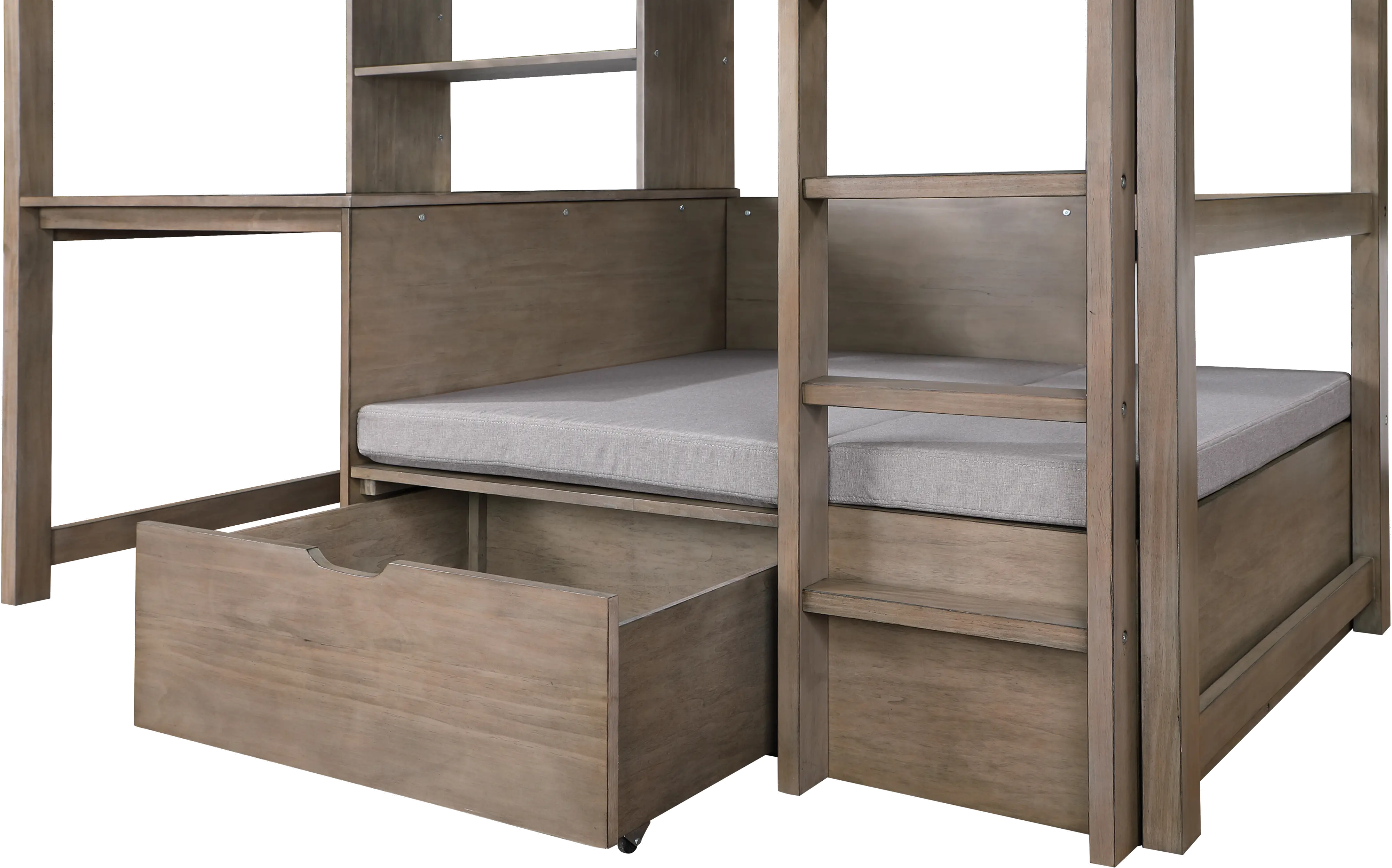 Charlie Gray Twin Loft Bed with Work Station-1