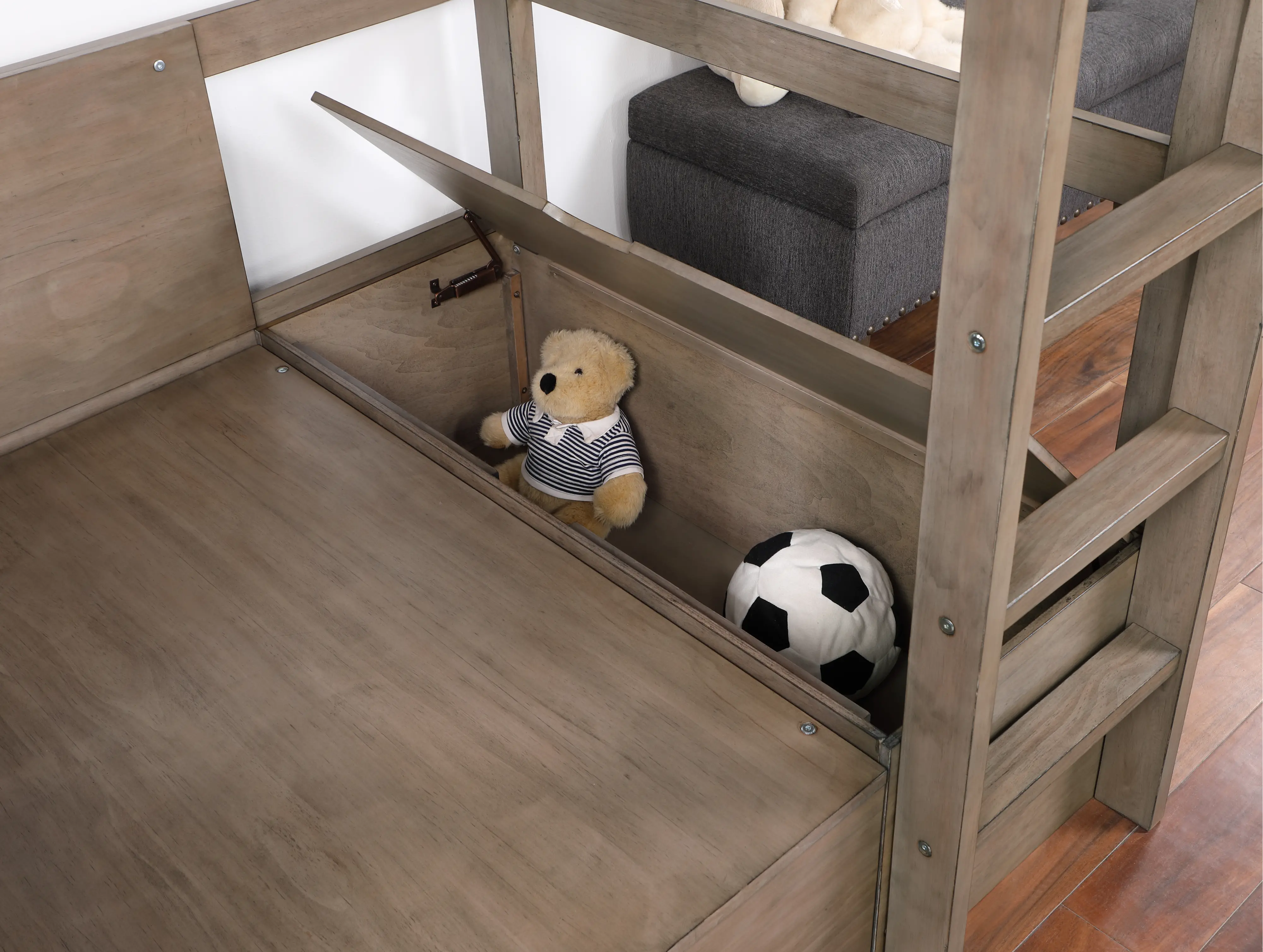 Charlie Gray Twin Loft Bed with Work Station-3
