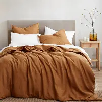 Caramel Linen Duvet Cover Queen Three Piece Set