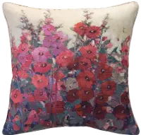 Red and Pink Hollyhock Accent Pillow