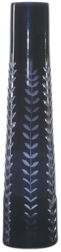 11 Inch Black Glass Vase