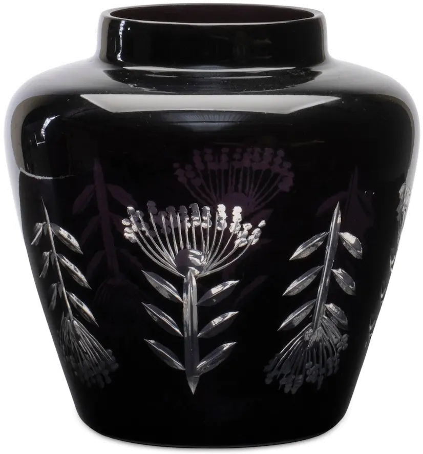 6.5 Inch Black Glass Vase-1
