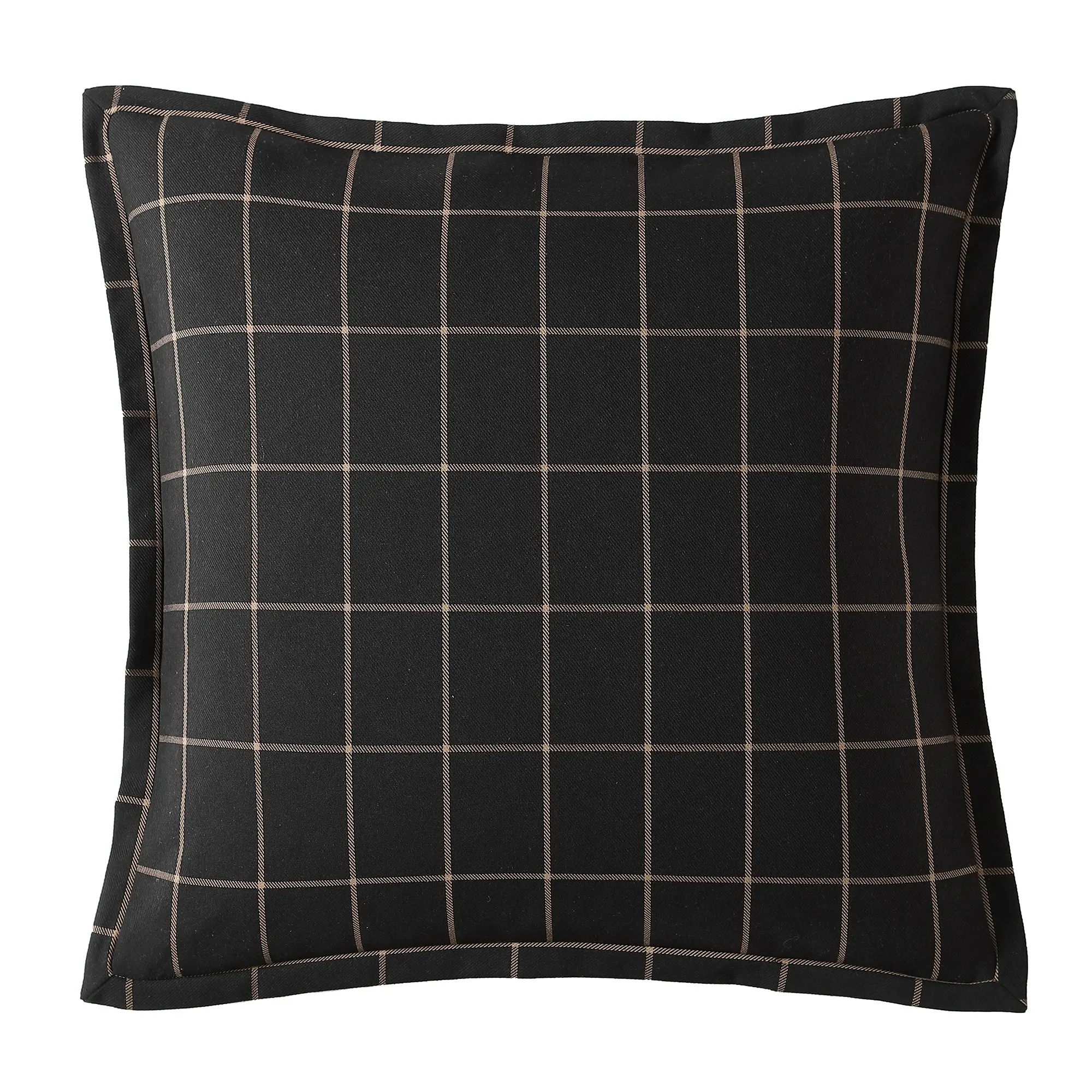 27  Black Windowpane Plaid Euro Sham-1