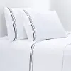White Embroidered King 4-Piece Sheet Set