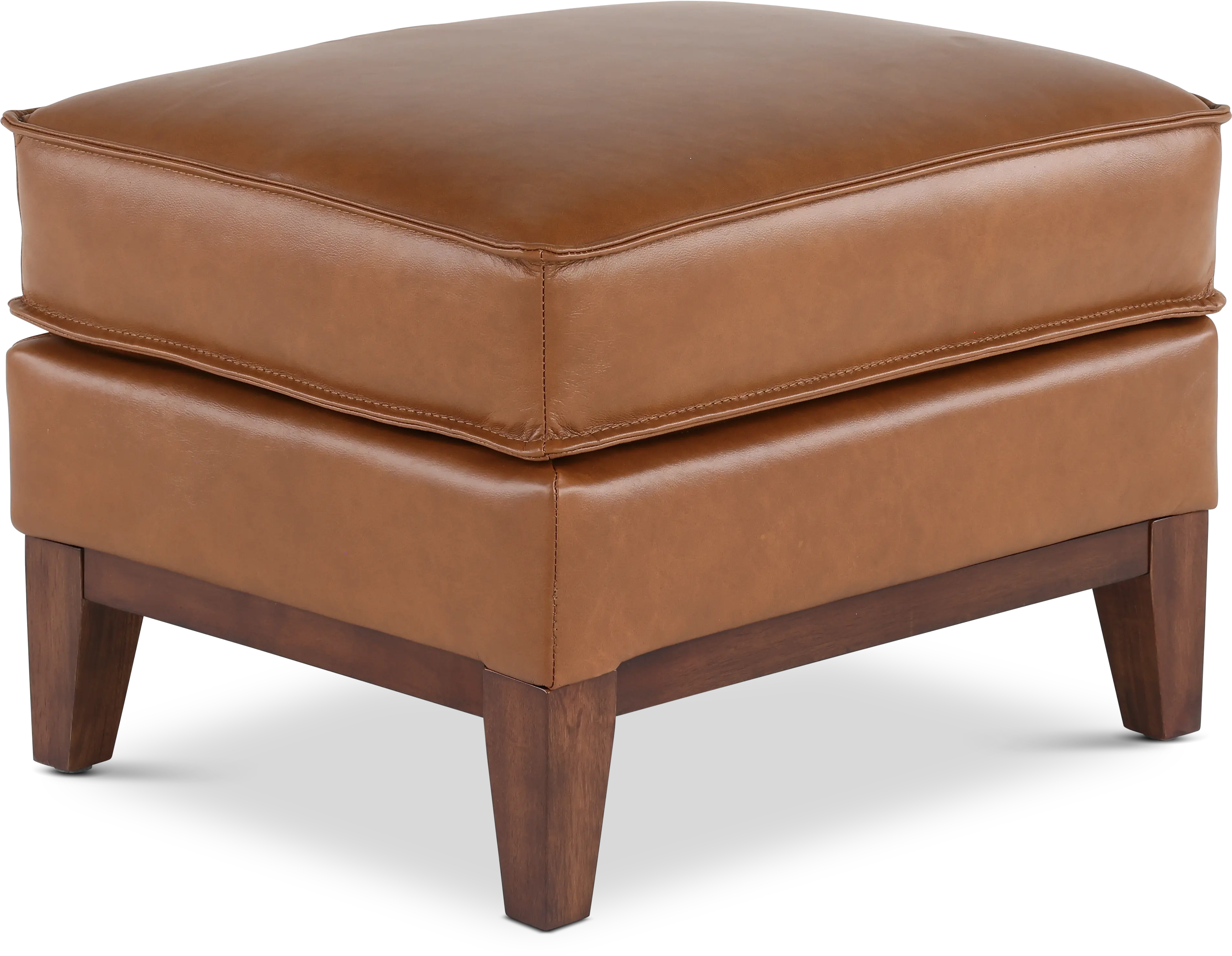 Weston Brown Leather Ottoman-1