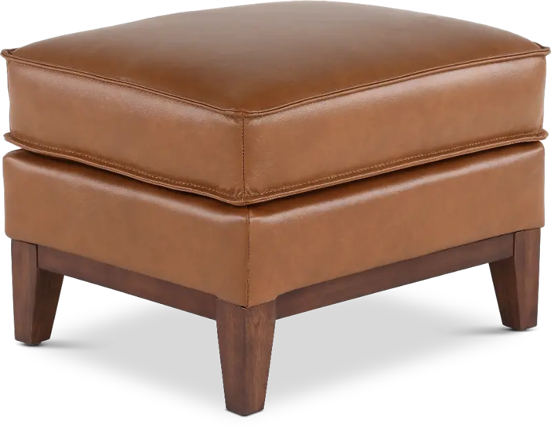 Weston Brown Leather Ottoman