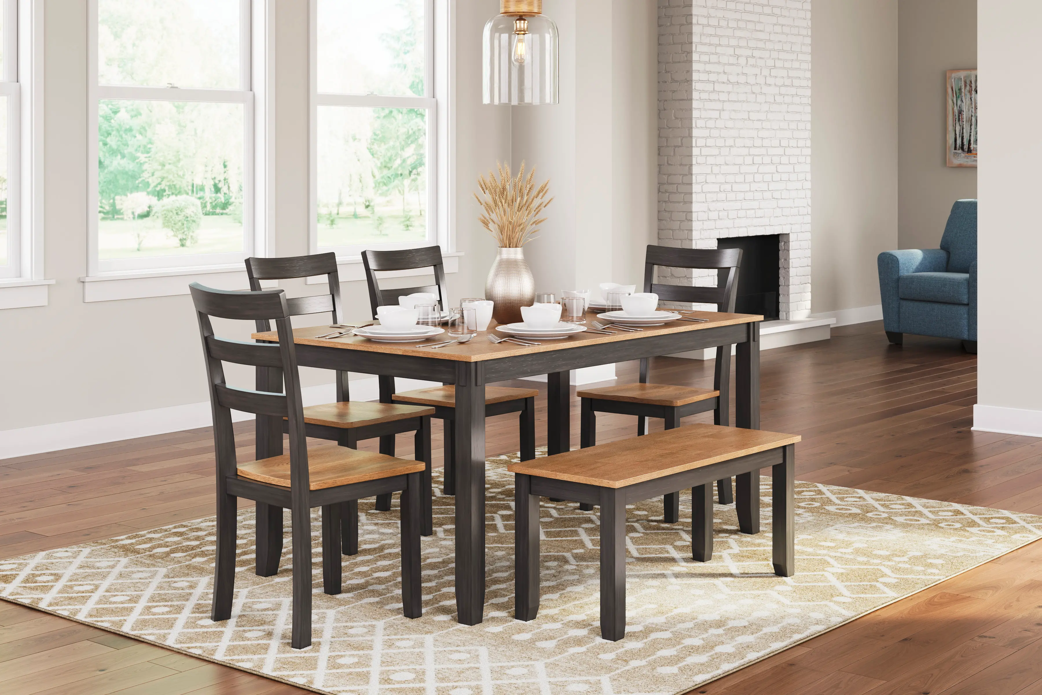 Sturlay Brown and Natural 6 Piece Dining Set-2
