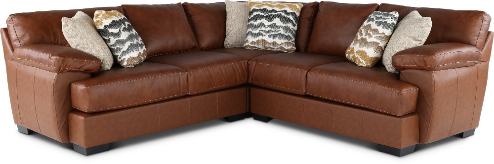Cody Brown Leather-Match 3 Piece Sectional