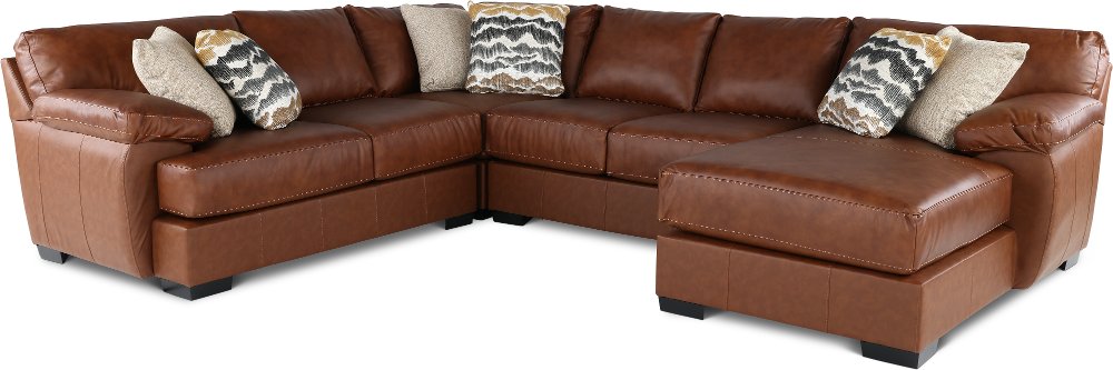Cody Brown Leather-Match 4 Piece Sectional