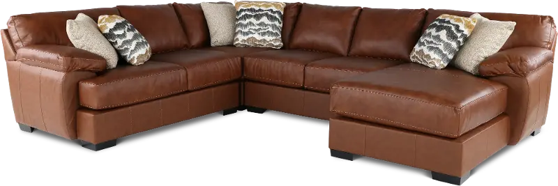 Cody Brown Leather-Match 4 Piece Sectional
