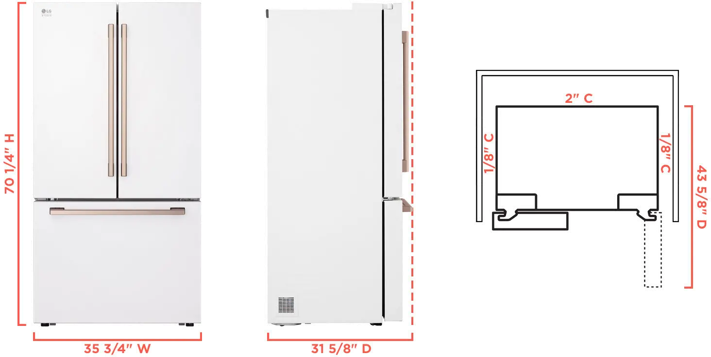 SRFB27W3-USENEWSKU LG STUDIO 27 Cu Ft Smart French Door Refrigerator - Counter Depth White-3