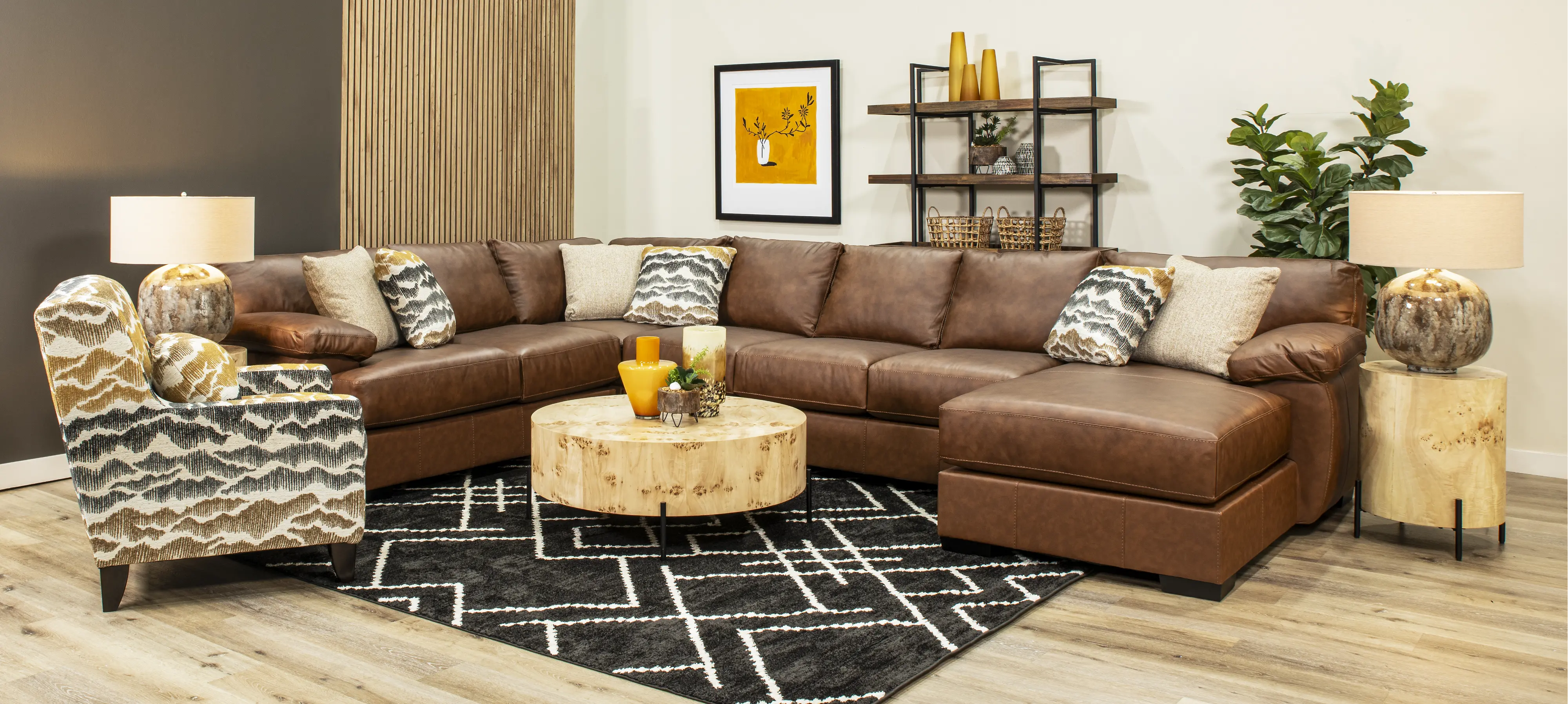 4PC/CODY/OPT3 Cody Brown Leather-Match 4 Piece Sectional-2